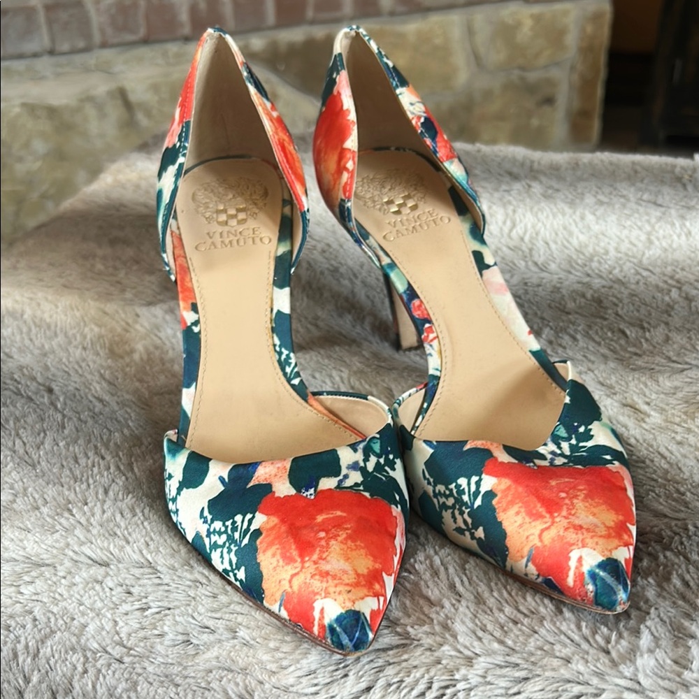 Vince Camuto Red and Green Heels with D'Orsay Style